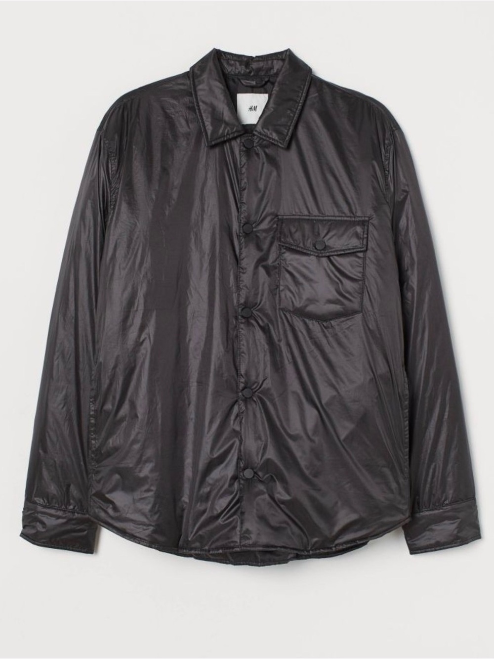 H&M Black Lightweight Button Veste Chemise H&M Thermolite